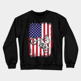 Dirt Bike American Flag Motocross USA Flag Crewneck Sweatshirt